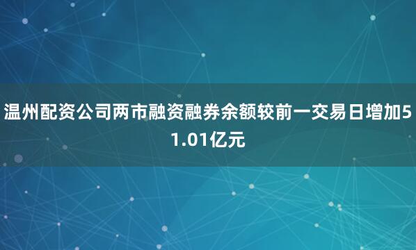 温州配资公司两市融资融券余额较前一交易日增加51.01亿元