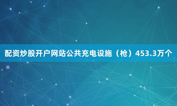 配资炒股开户网站公共充电设施(枪)453.3万个